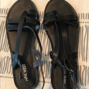 Nine West Black Ankle Strap Sandals Size 7.5